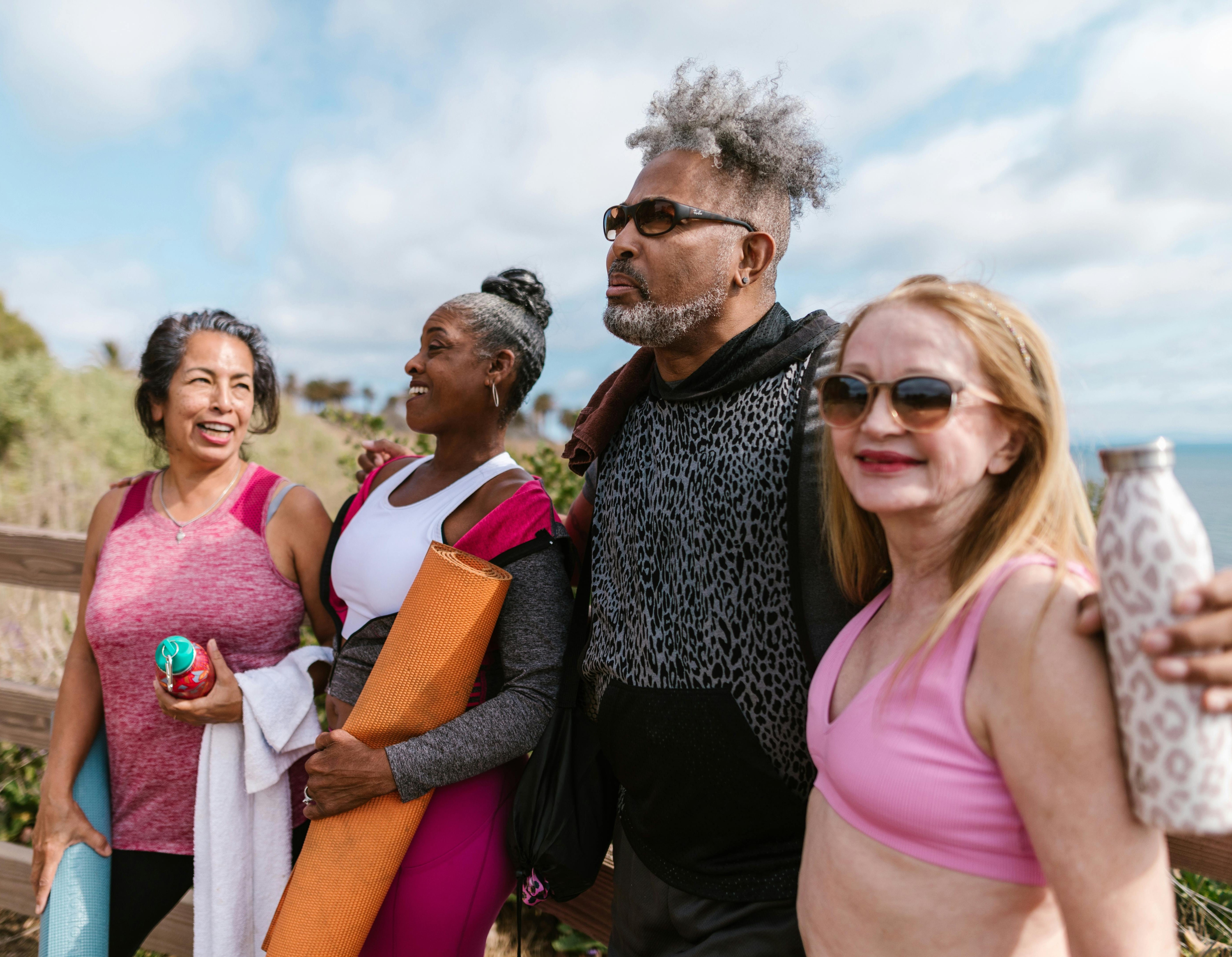Active seniors enjoying time together outdoors